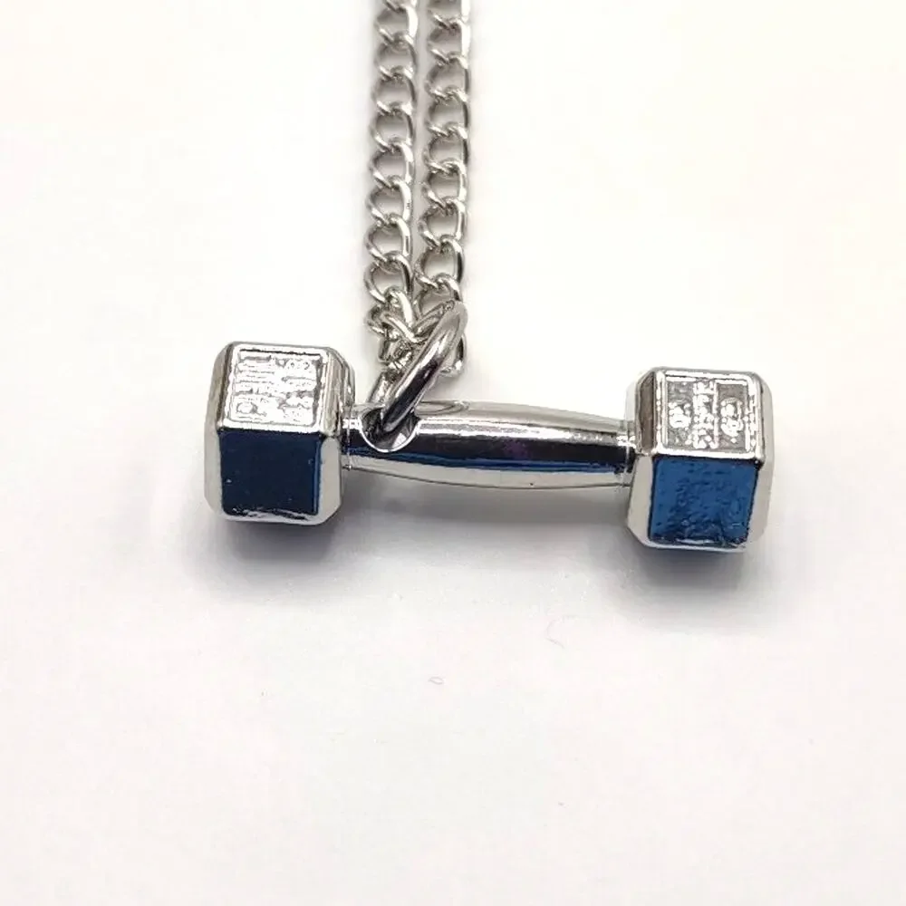 Philippians 4:13 Dumbbell Necklace Christian Fitness Valentine's Stainless NEW